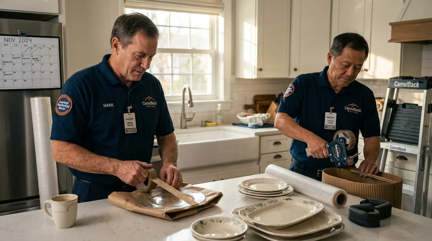 Professional crew packing kitchen dishware in Cookeville, TN